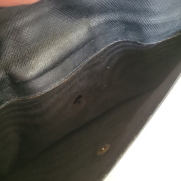 GUCCI Logo Envelope Leather Wallet Long Bifold Navy Blue Large Vintage - Picture 12 of 13